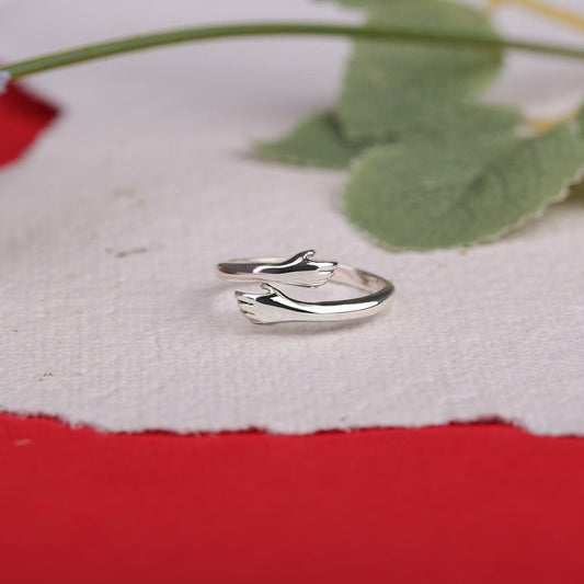 Pure silver hugging ring