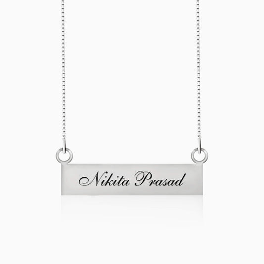 Engraved pure silver name necklace