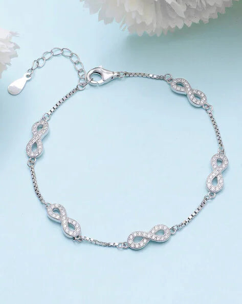 Pure silver infinity bracelet