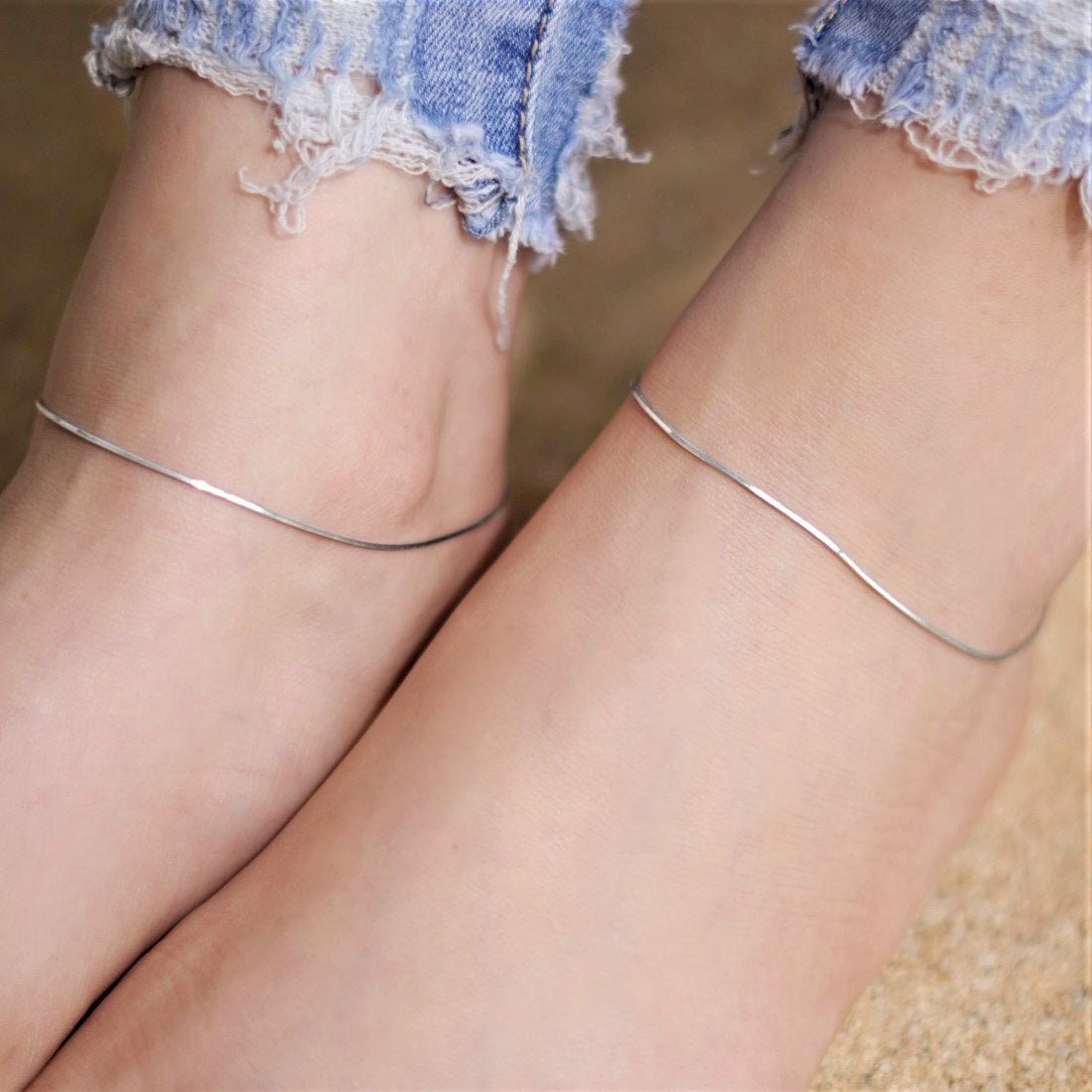 Pure silver chain anklet