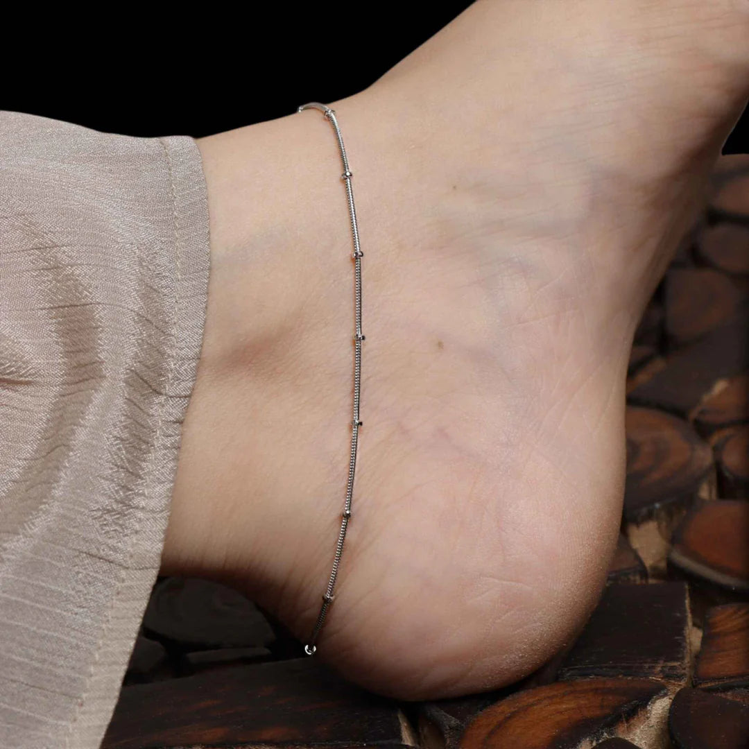 Pure silver balls anklet