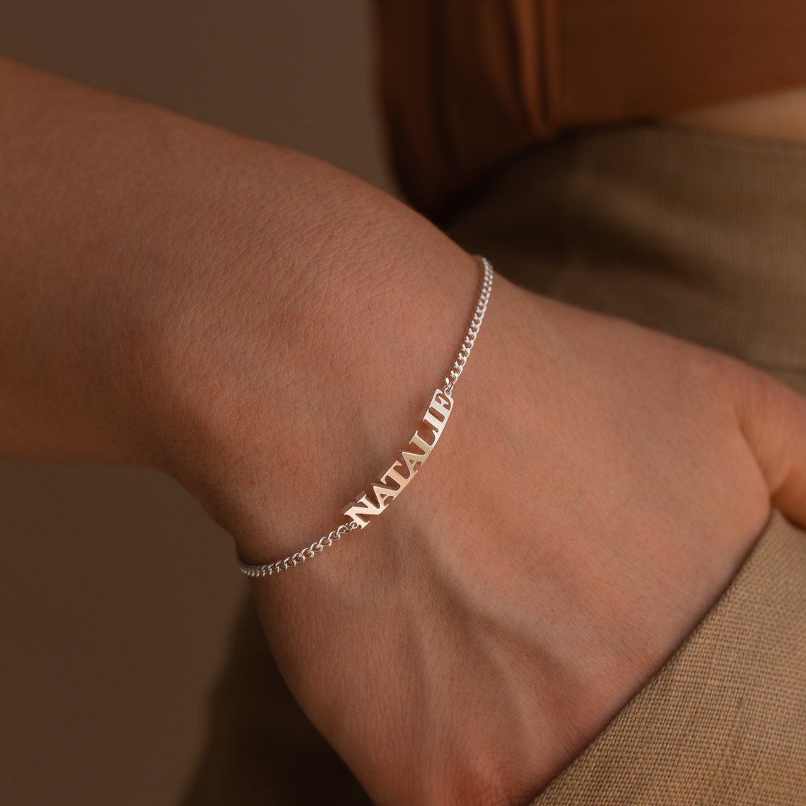 Pure silver Customised name bracelet