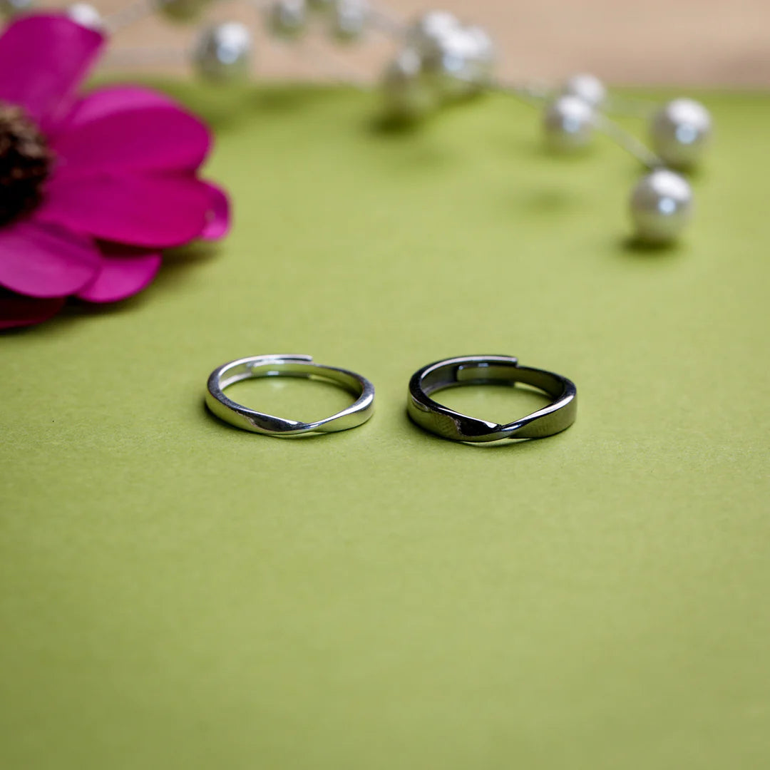 Couple promise pure silver ring