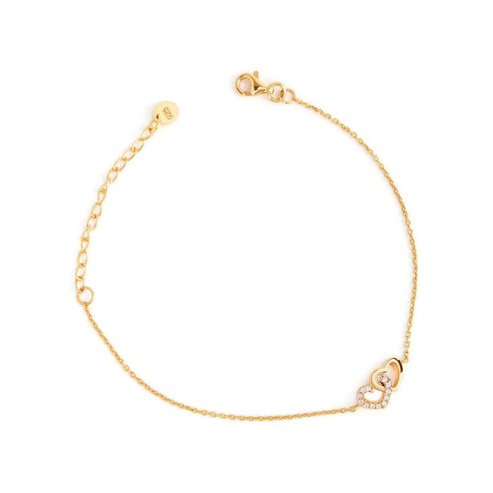 Pure silver Interwined Hearts Bracelet
