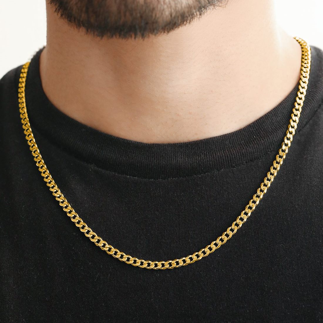 Pure silver men’s gold plated curb chain