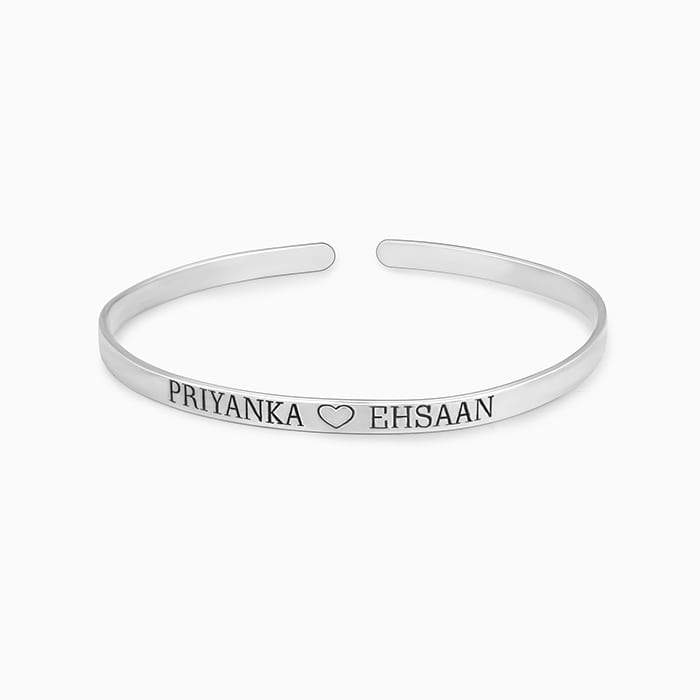 Pure silver Engraved name bracelet