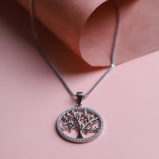 Tree pure silver necklace