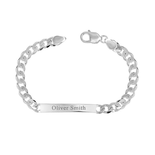 Engraved pure silver name bracelet
