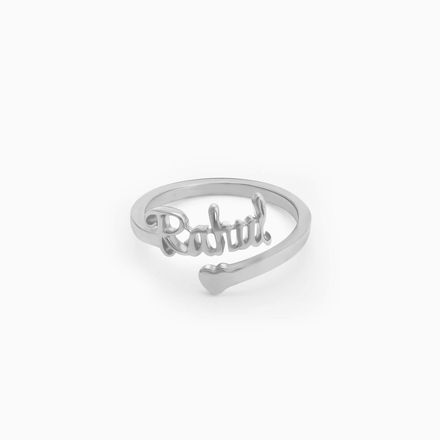 Personalised pure silver name ring