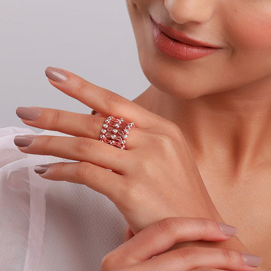 Pure silver Rose gold ring convertible bracelet