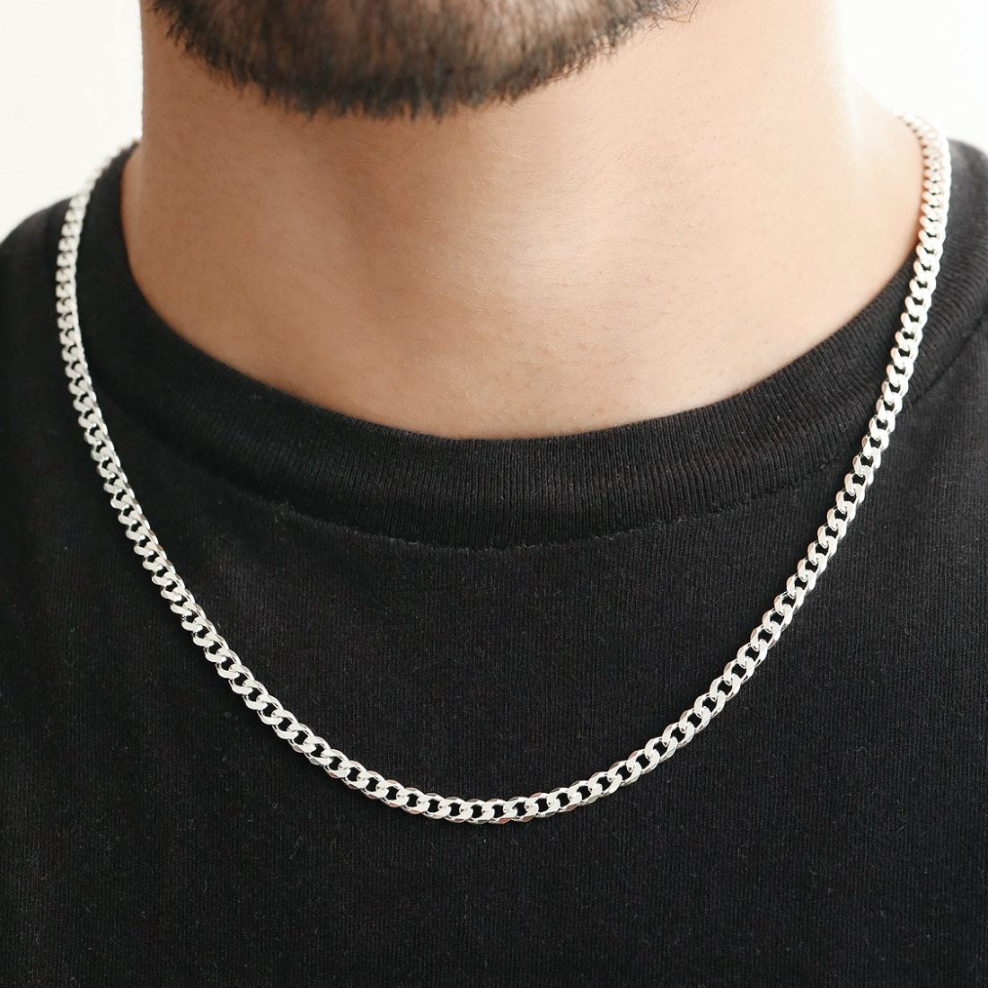 Pure silver men’s curb chain