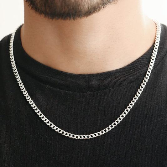 Pure silver men’s curb chain