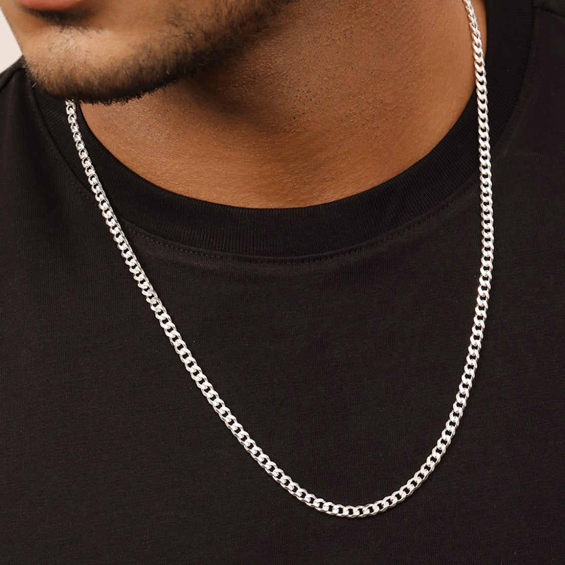 Pure silver men’s curb chain