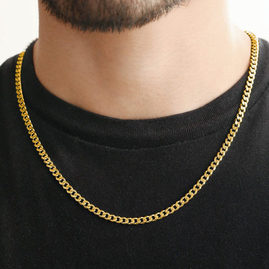 Pure silver men’s gold plated curb chain
